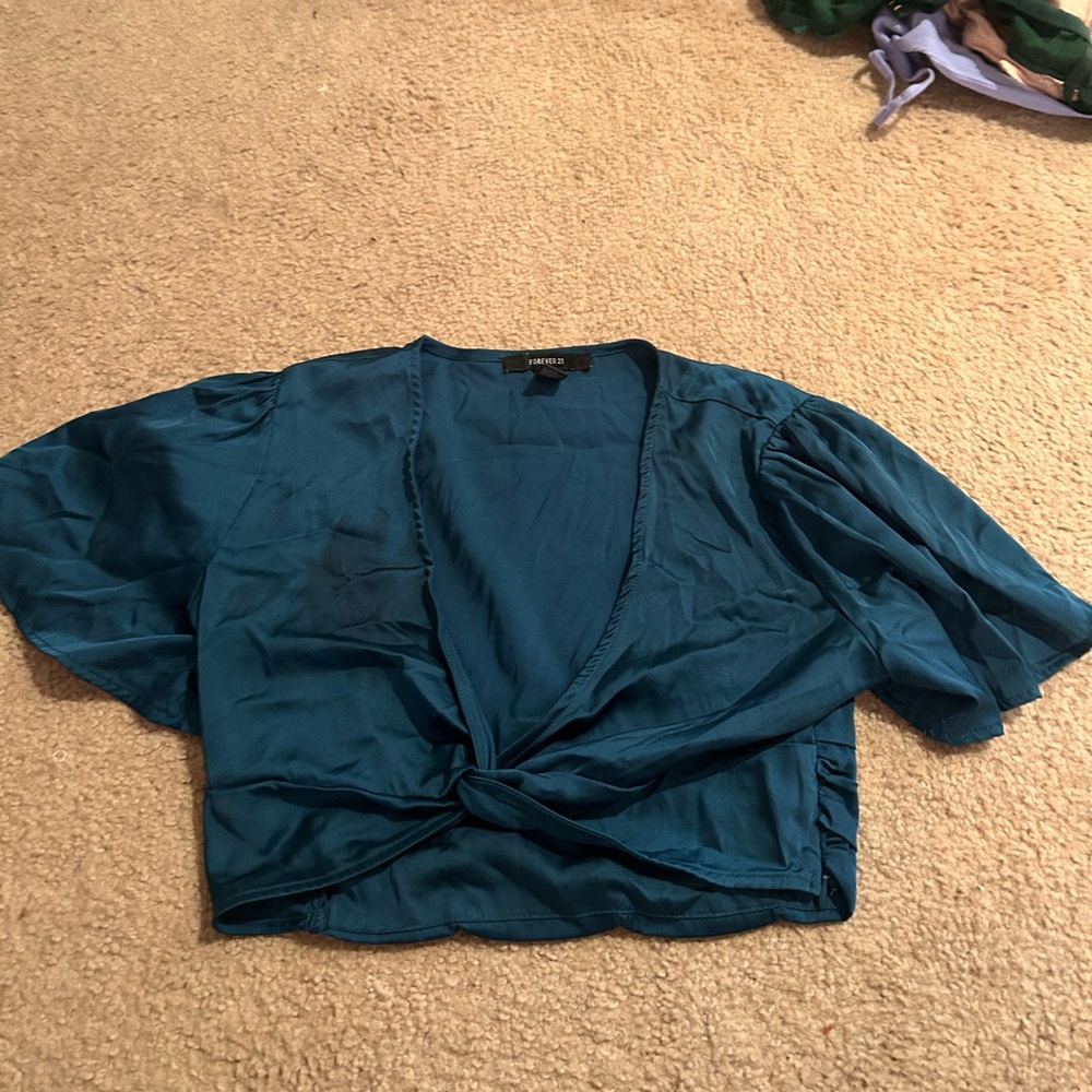 Forever 21 Teal Wrap Top